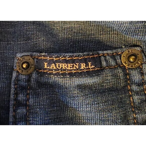 Ralph Lauren Pull on Pants Women size Medium Denim Look Pockets Stretchy - Picture 4 of 12